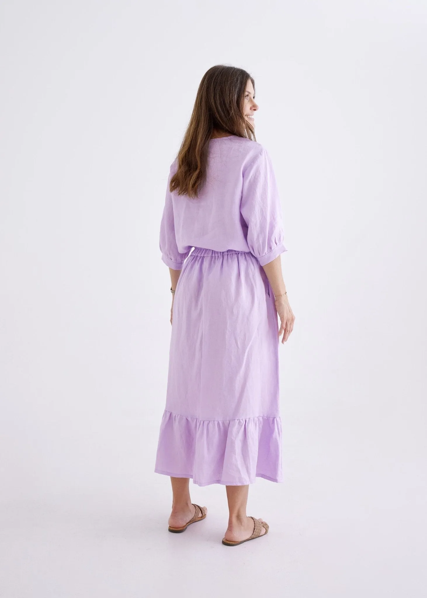 Luna Linen Skirt in Lilac