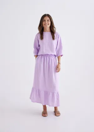 Luna Linen Skirt in Lilac