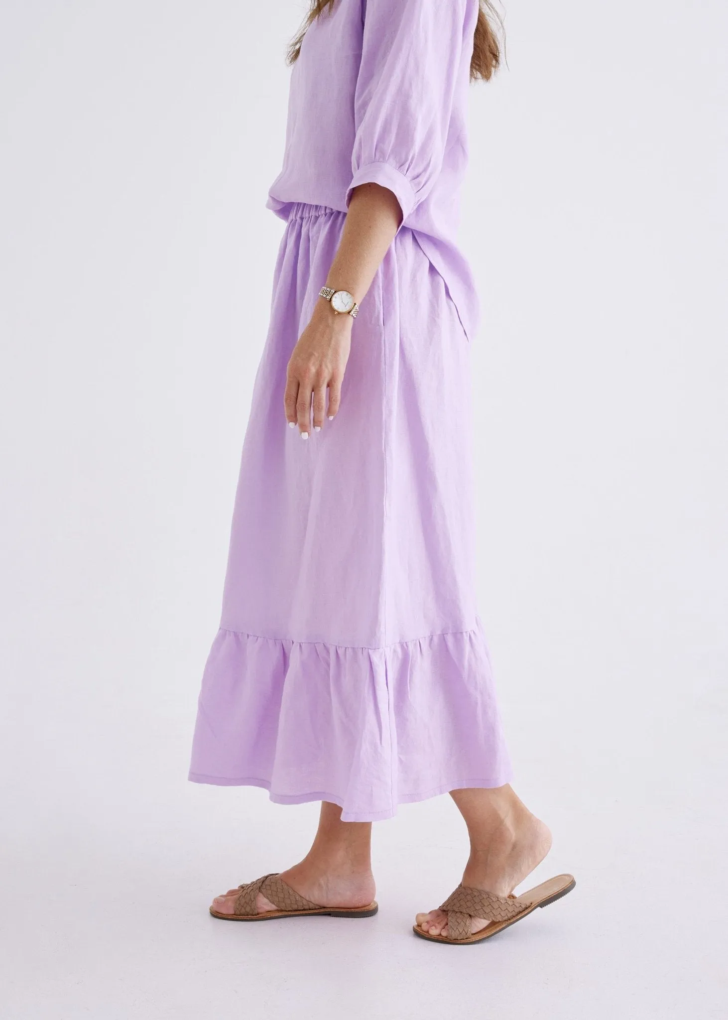 Luna Linen Skirt in Lilac