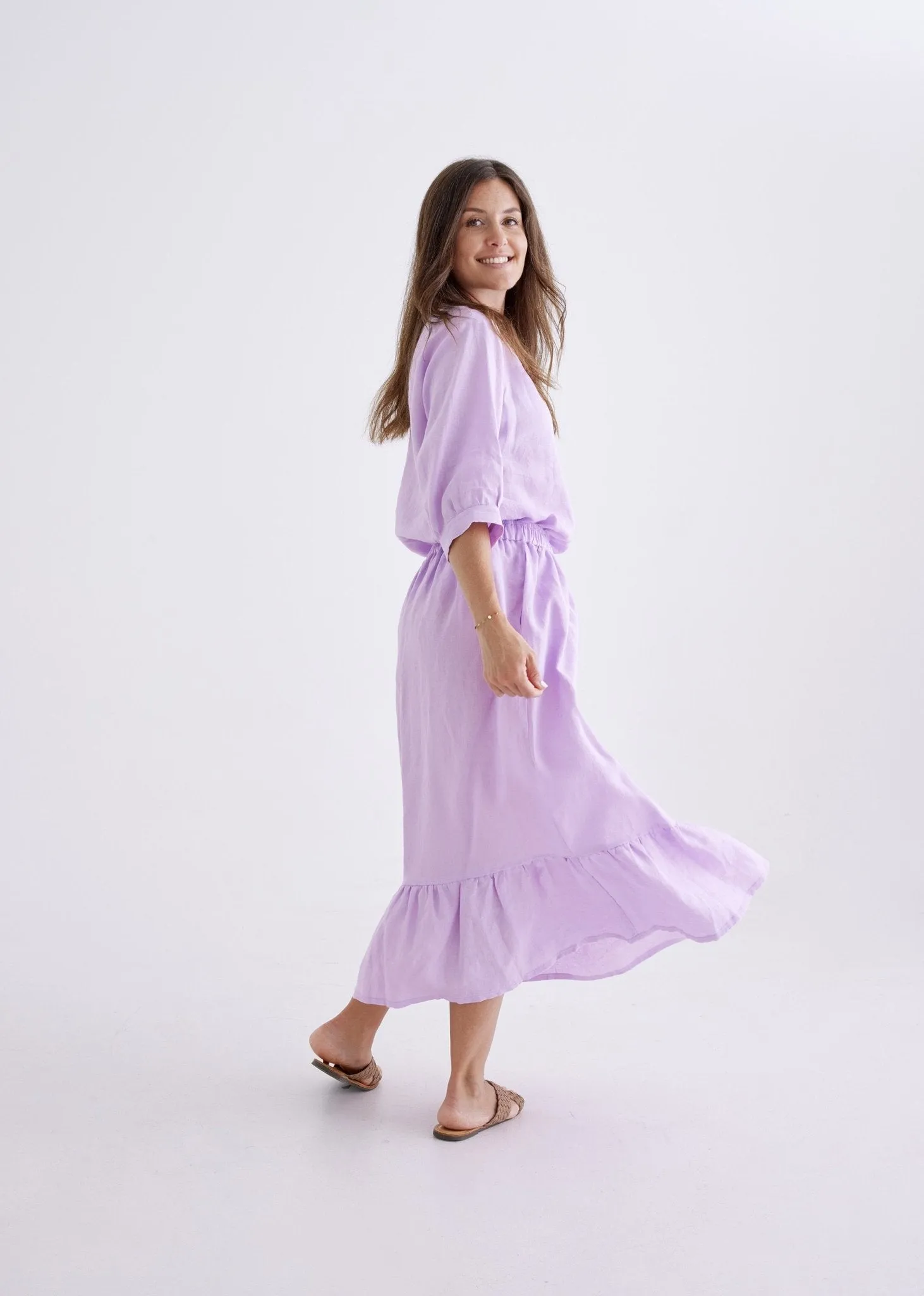 Luna Linen Skirt in Lilac