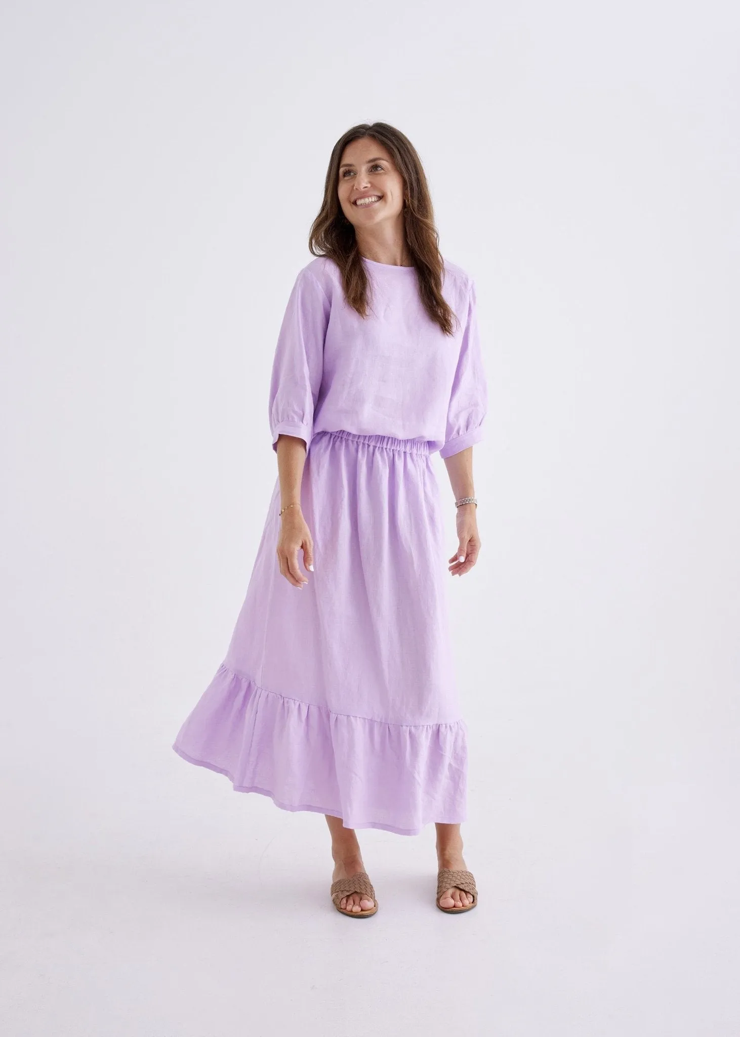 Luna Linen Skirt in Lilac