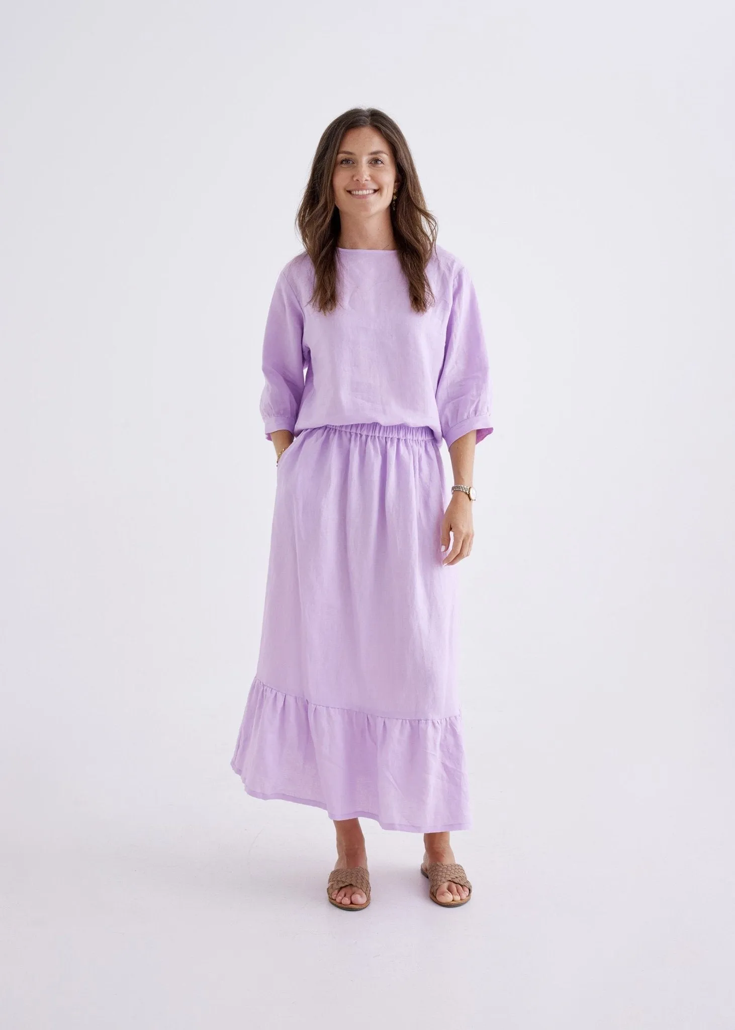 Luna Linen Skirt in Lilac