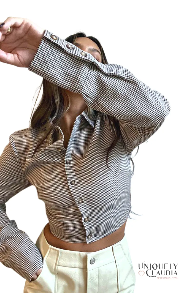 Mazie Gingham Open Back Blouse