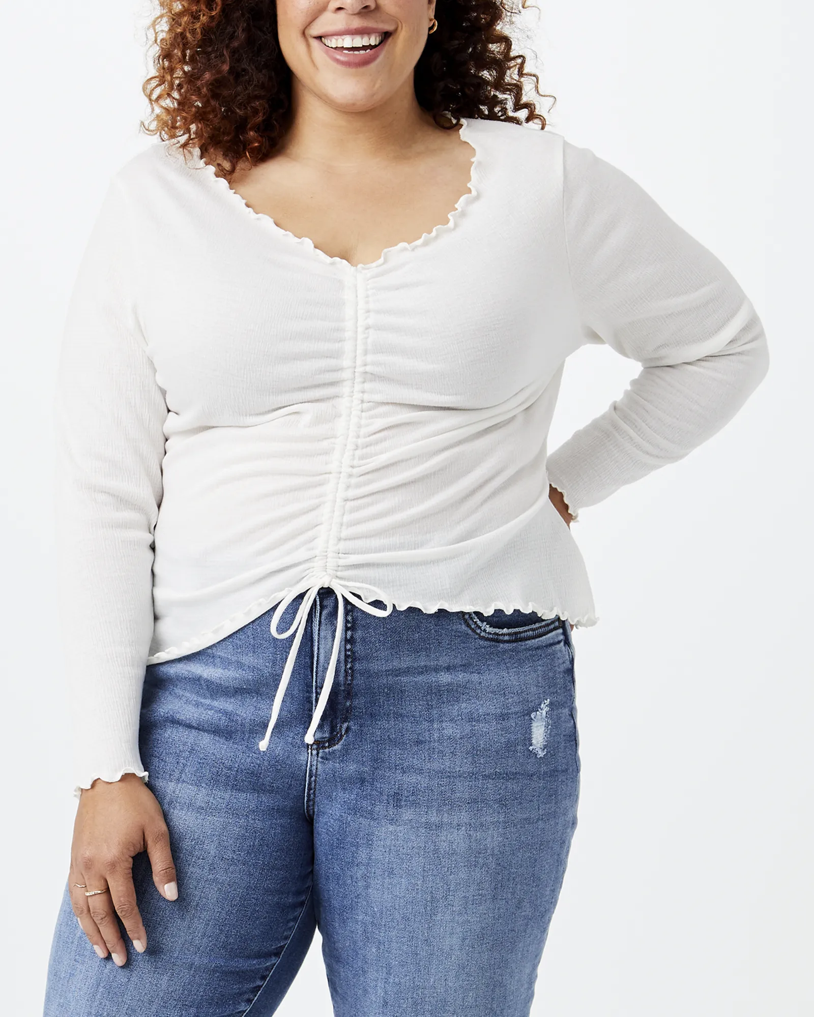 Meredith Ruched Top | Ivory