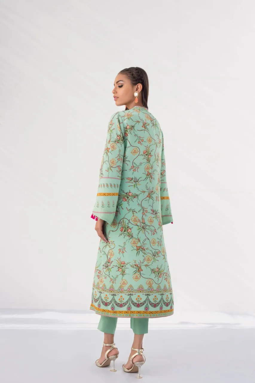 Mint Raw Silk Set With Pintex Detailing
