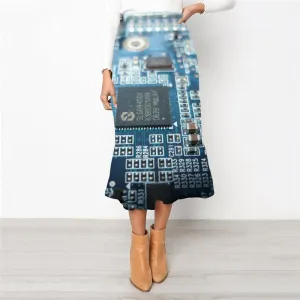 Motherboard Skirts Women Technology School skirt Letter Skirt Ladies Funny High waist skirts