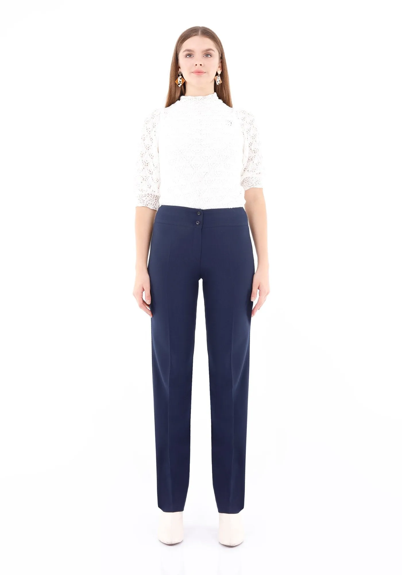 Navy Blue Straight Leg Fit All Day Comfortable Dress Pants