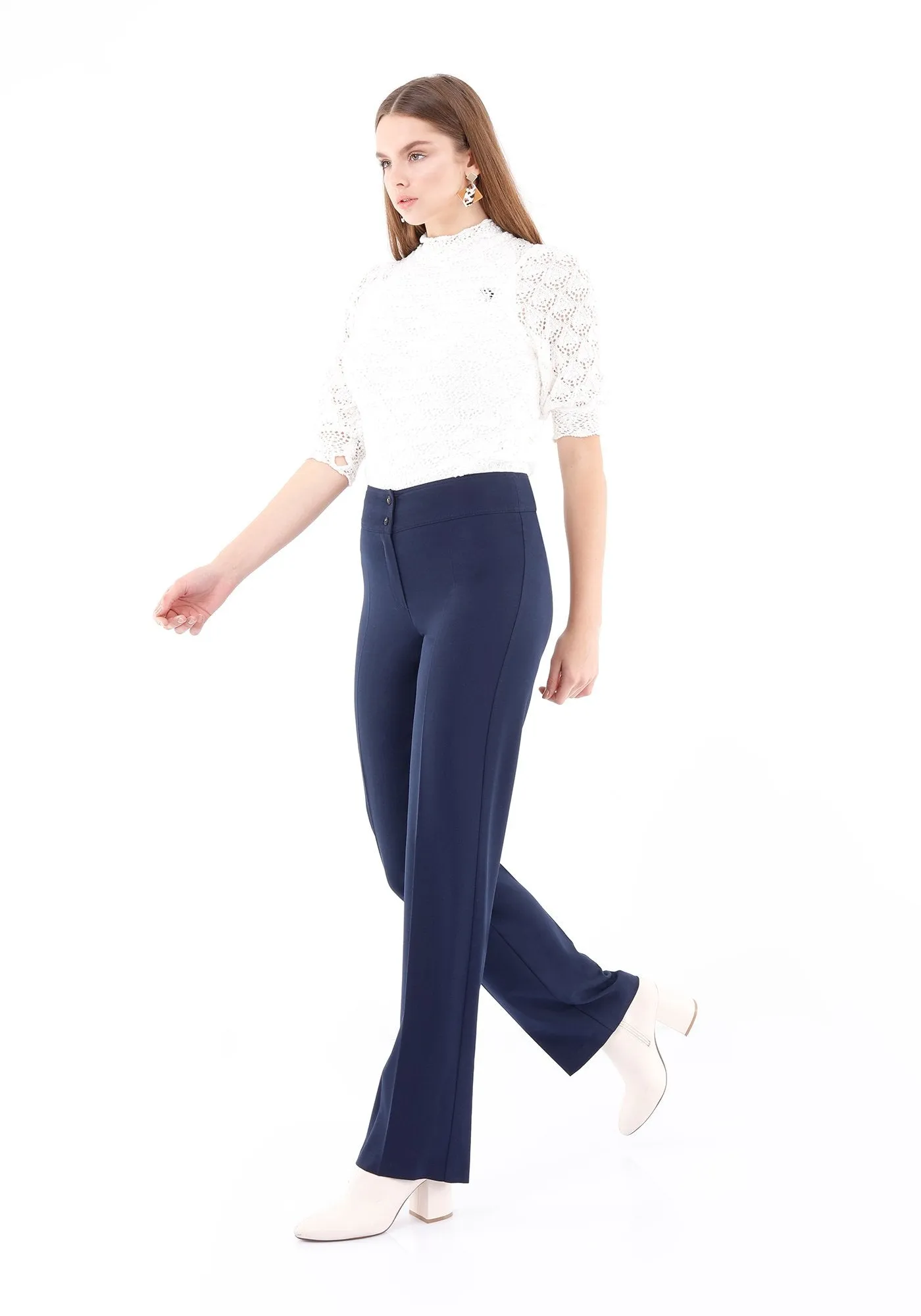 Navy Blue Straight Leg Fit All Day Comfortable Dress Pants