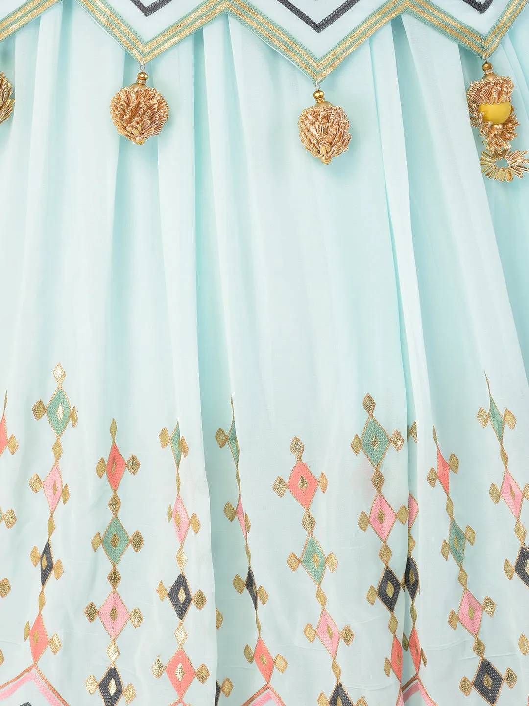 Neeru's Sky Blue Color Georgette Fabric Suit-Skirts