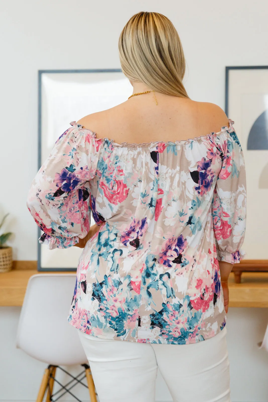 Pastel Fields Ruffle Floral Blouse