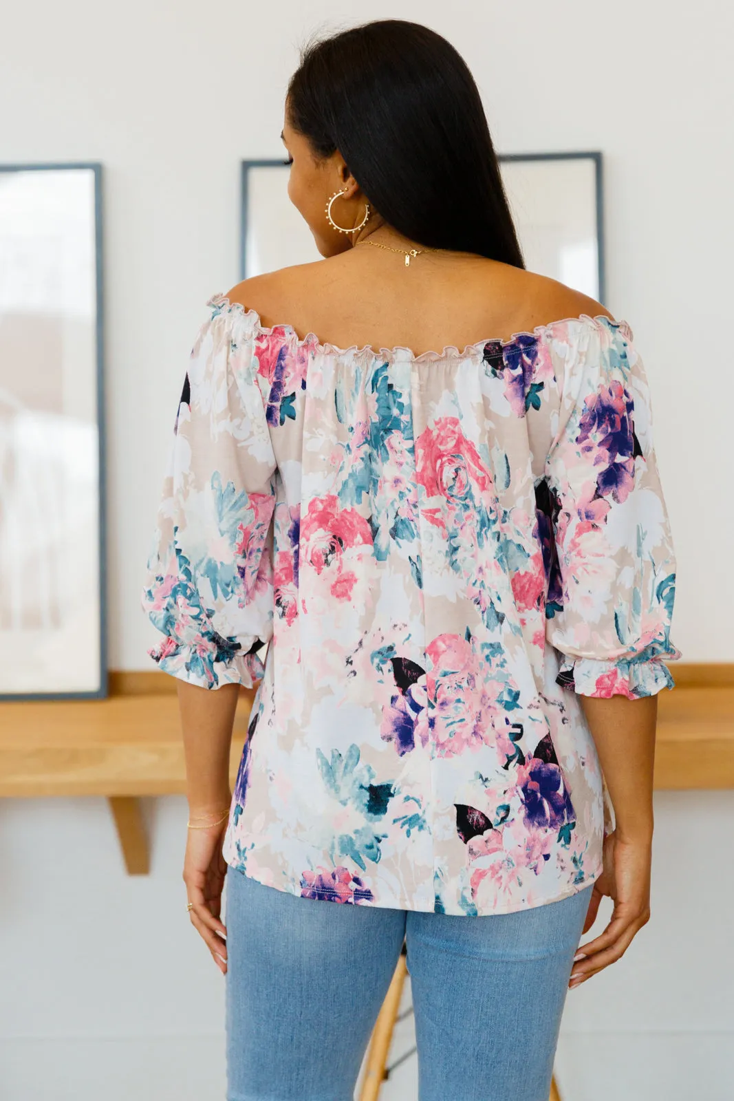 Pastel Fields Ruffle Floral Blouse