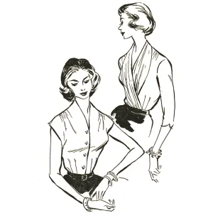 PDF - 1950's Pattern: Women's Blouse Tops with Stole -  Bust 38” (97cm) - Download