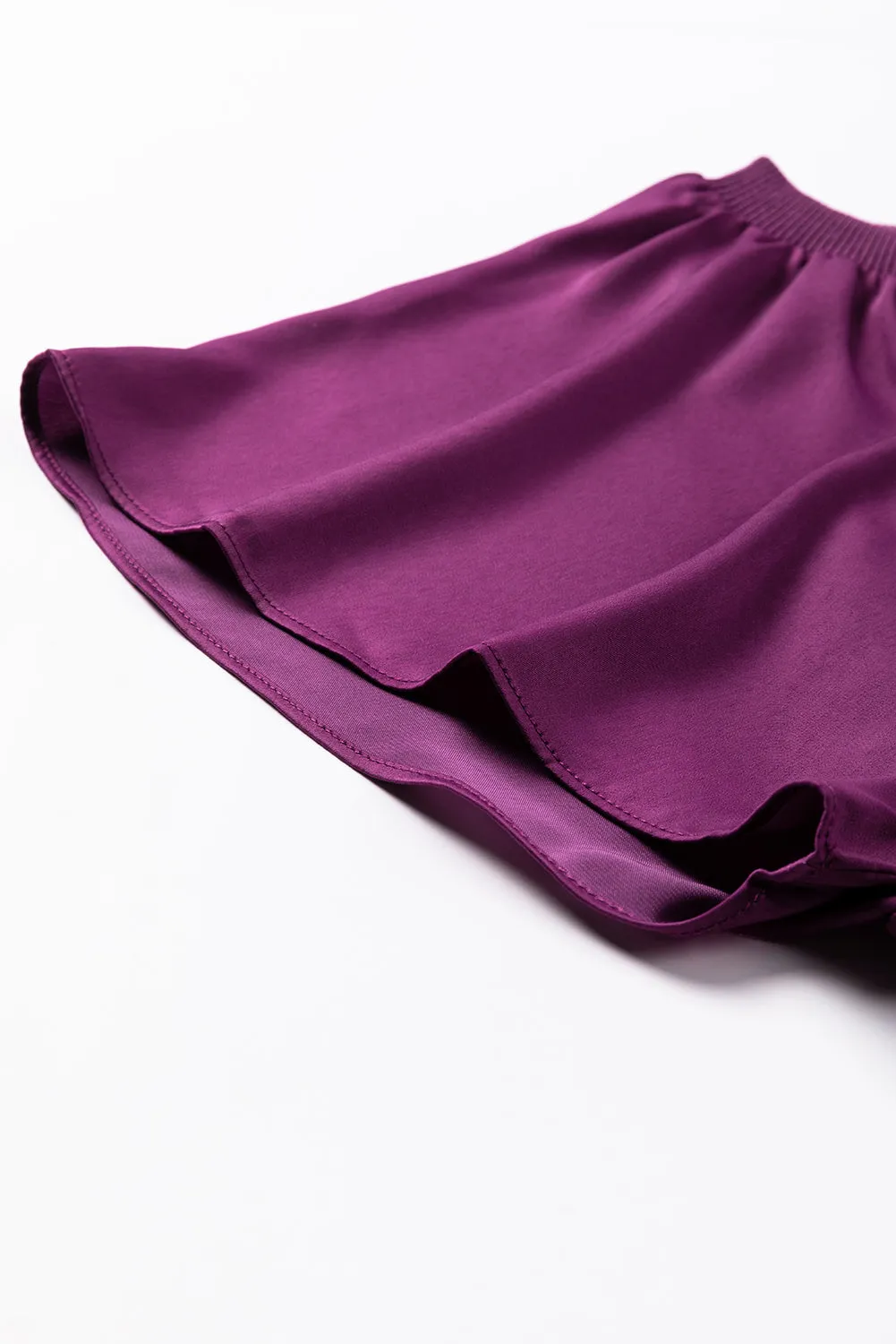 Pleated Flutter Sleeve Satin Top