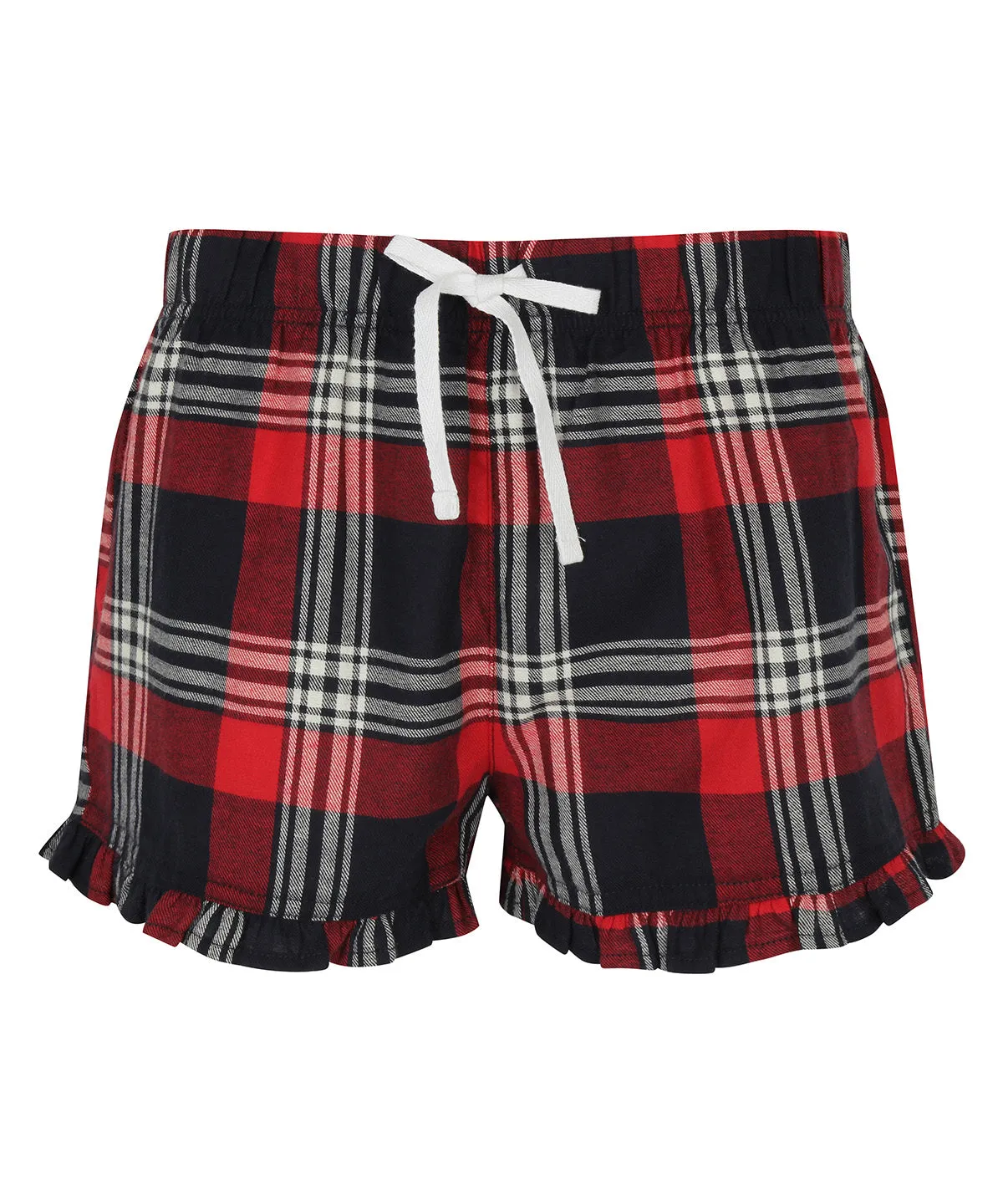 Red/Navy Check - Women's tartan frill shorts