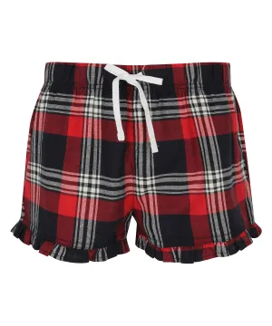 Red/Navy Check - Women's tartan frill shorts