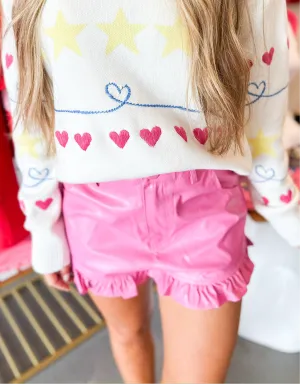Ruffle Leather Shorts
