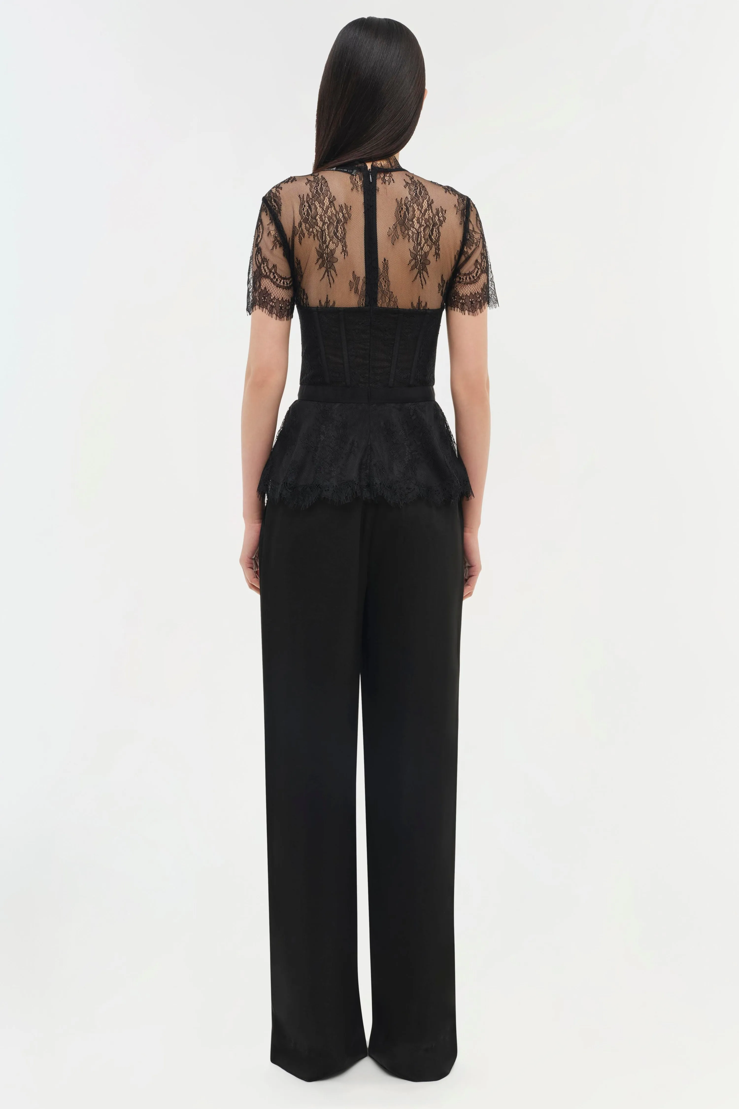 SIMKHAI - Kehlani Lace Bustier Top in Black