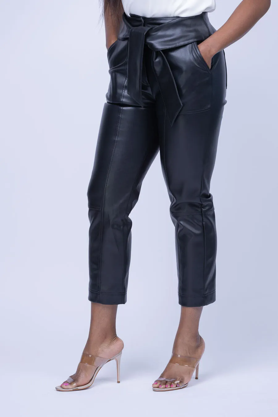 Simkhai Tessa Leather Tie Pants in Black