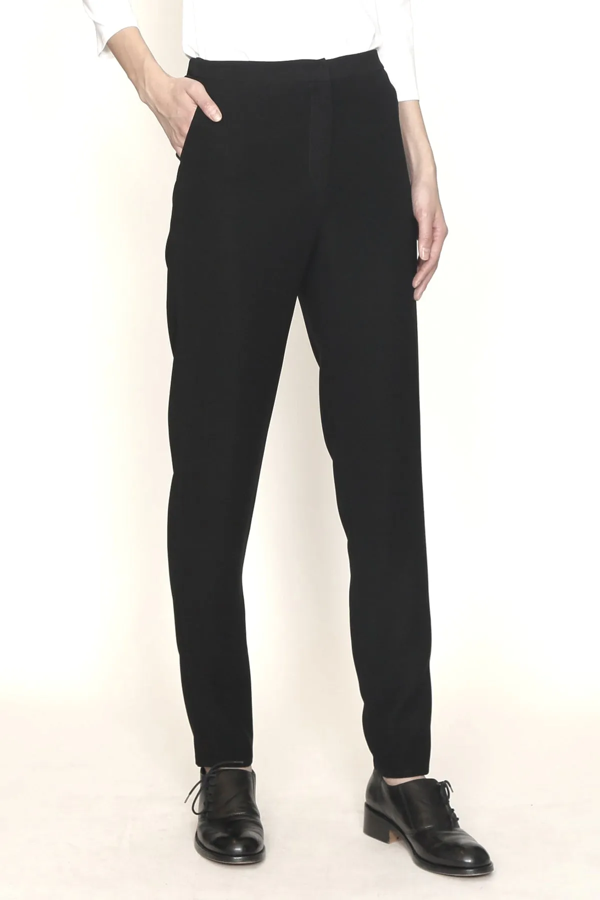 Smart Gab Microfiber Slim Fit Tapered Leg Untux Pant with Elastic Back Waist