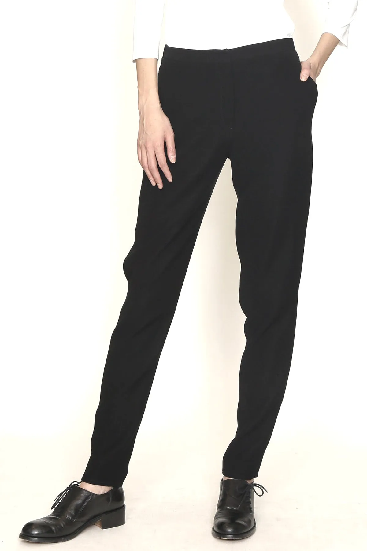 Smart Gab Microfiber Slim Fit Tapered Leg Untux Pant with Elastic Back Waist