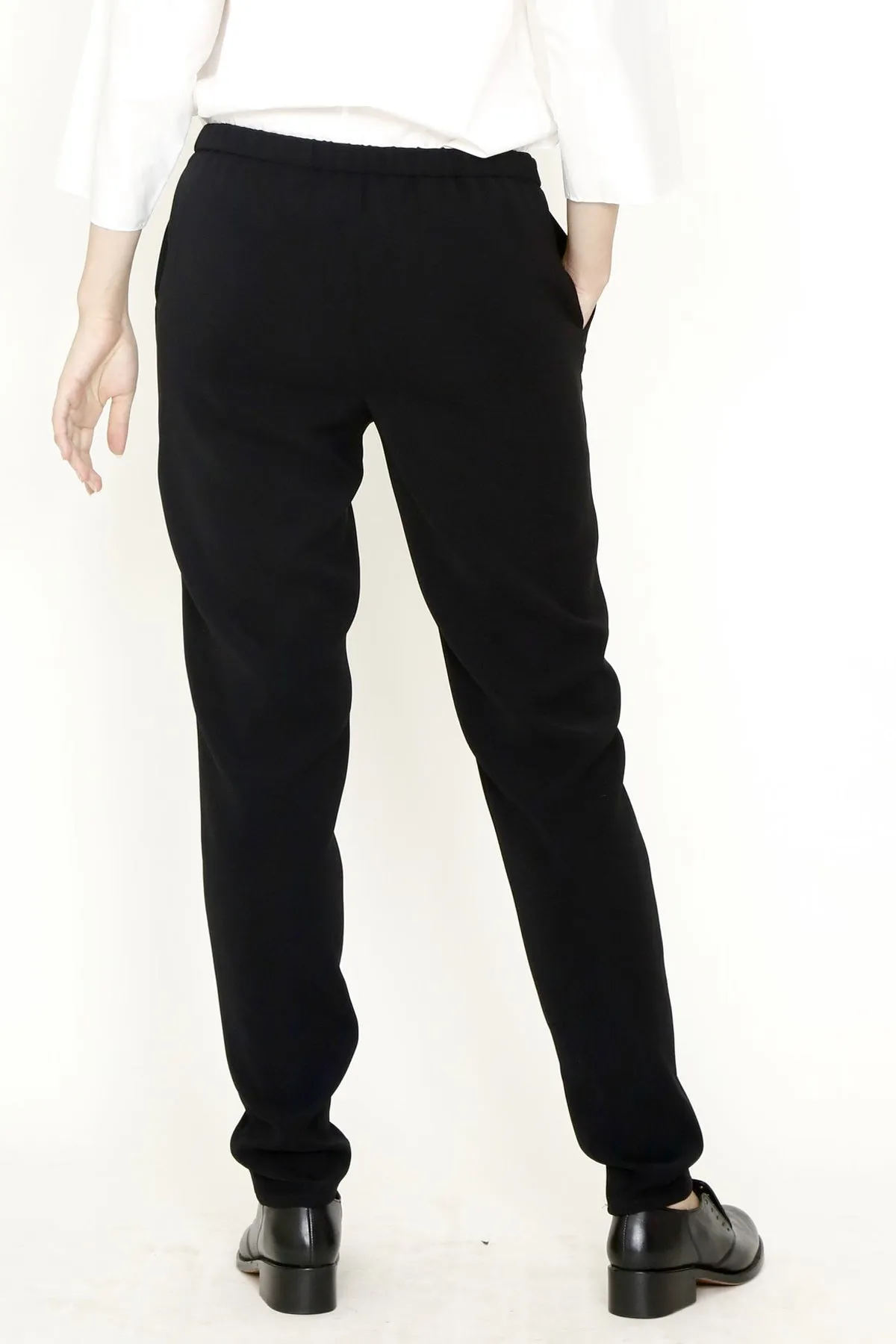 Smart Gab Microfiber Slim Fit Tapered Leg Untux Pant with Elastic Back Waist