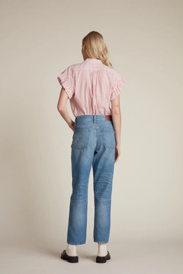 Trovata - Marianne "B" Ruffle Sleeve Shirt in Hommage Stripe