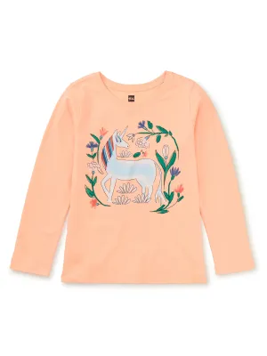 Unicorn Garden Graphic Tee, Salmon