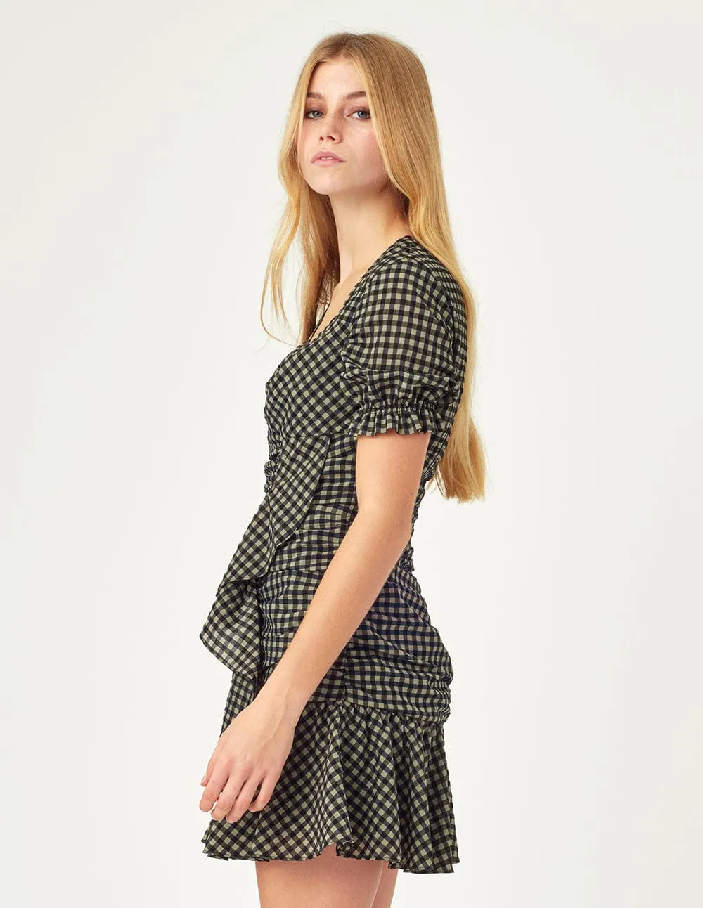 V-Neck Twist Up Short Sleeves Dress