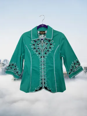 Vintage 80's Bob Mackie Full Zip Turquoise Jacket