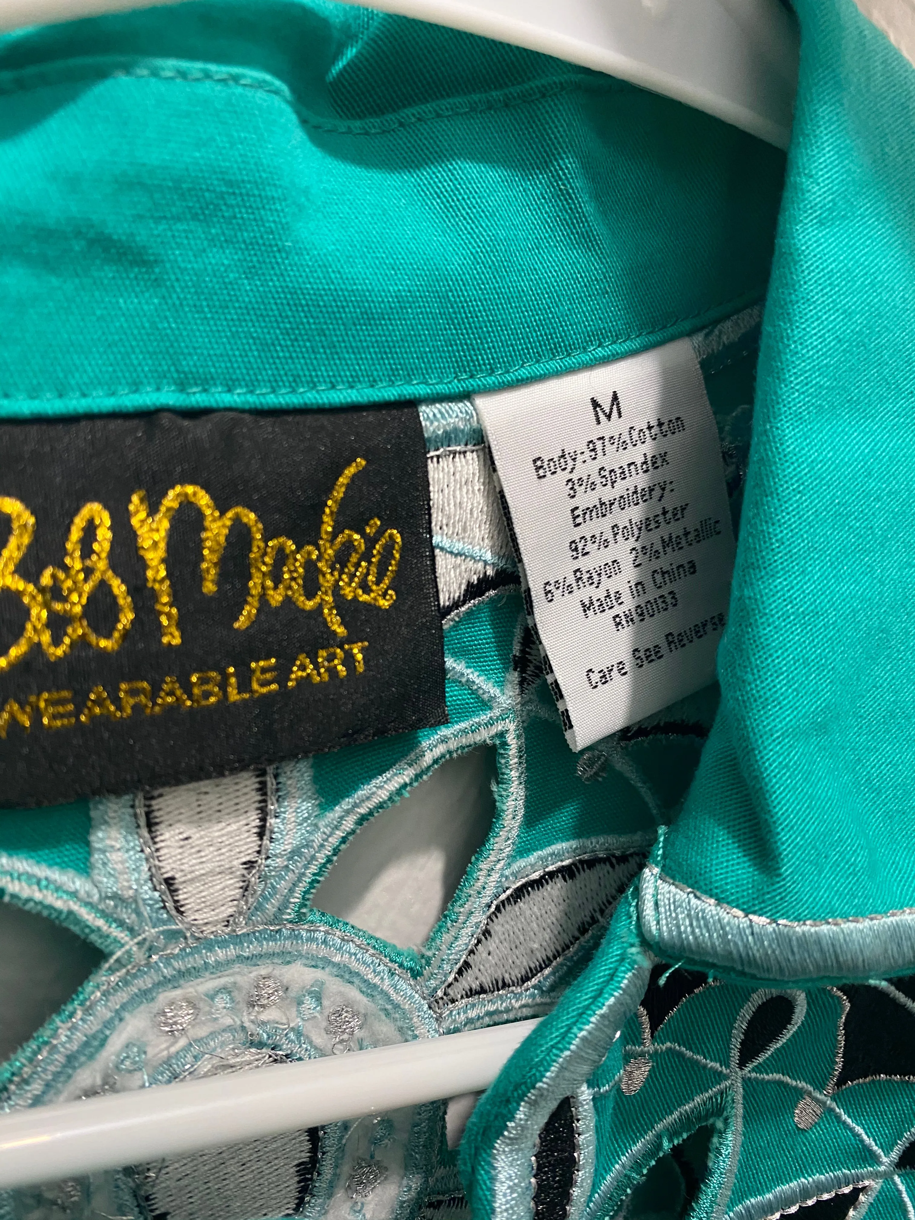 Vintage 80's Bob Mackie Full Zip Turquoise Jacket