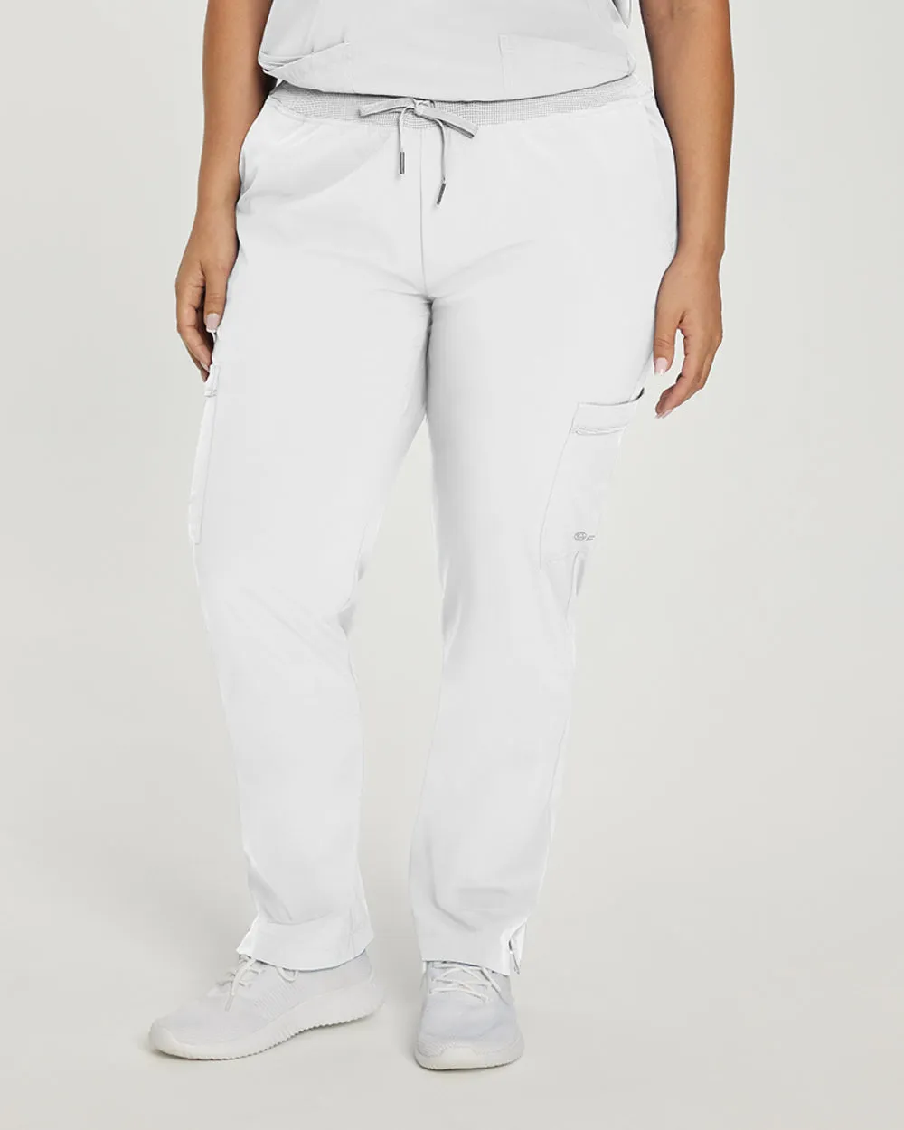 White Cross Fit Comfortable Cargo Scrub Pants