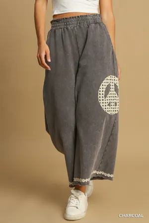 Wide Leg Lace Applique Pants