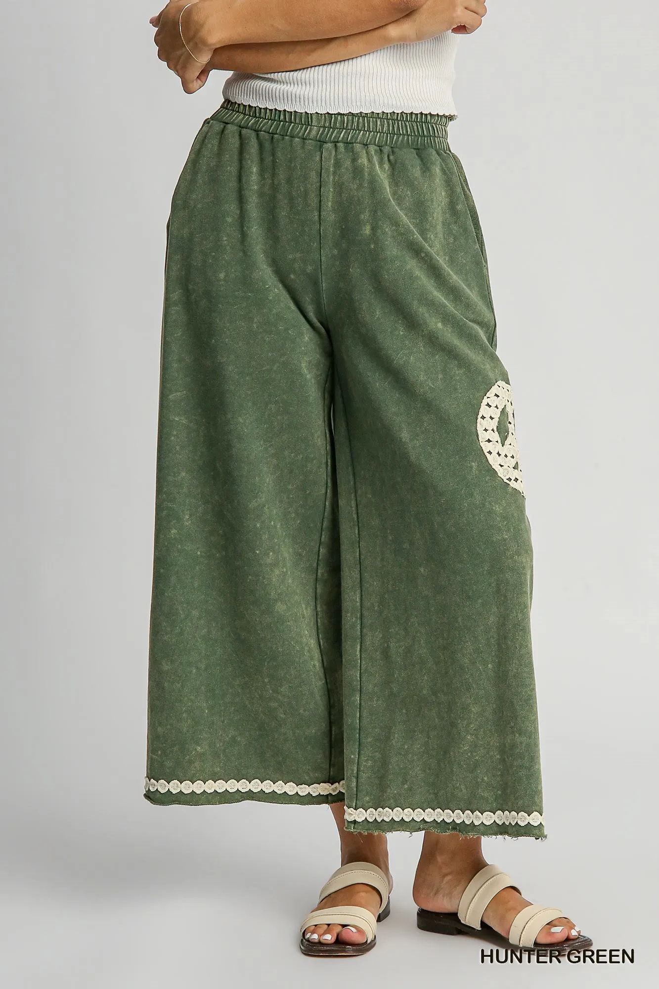 Wide Leg Lace Applique Pants