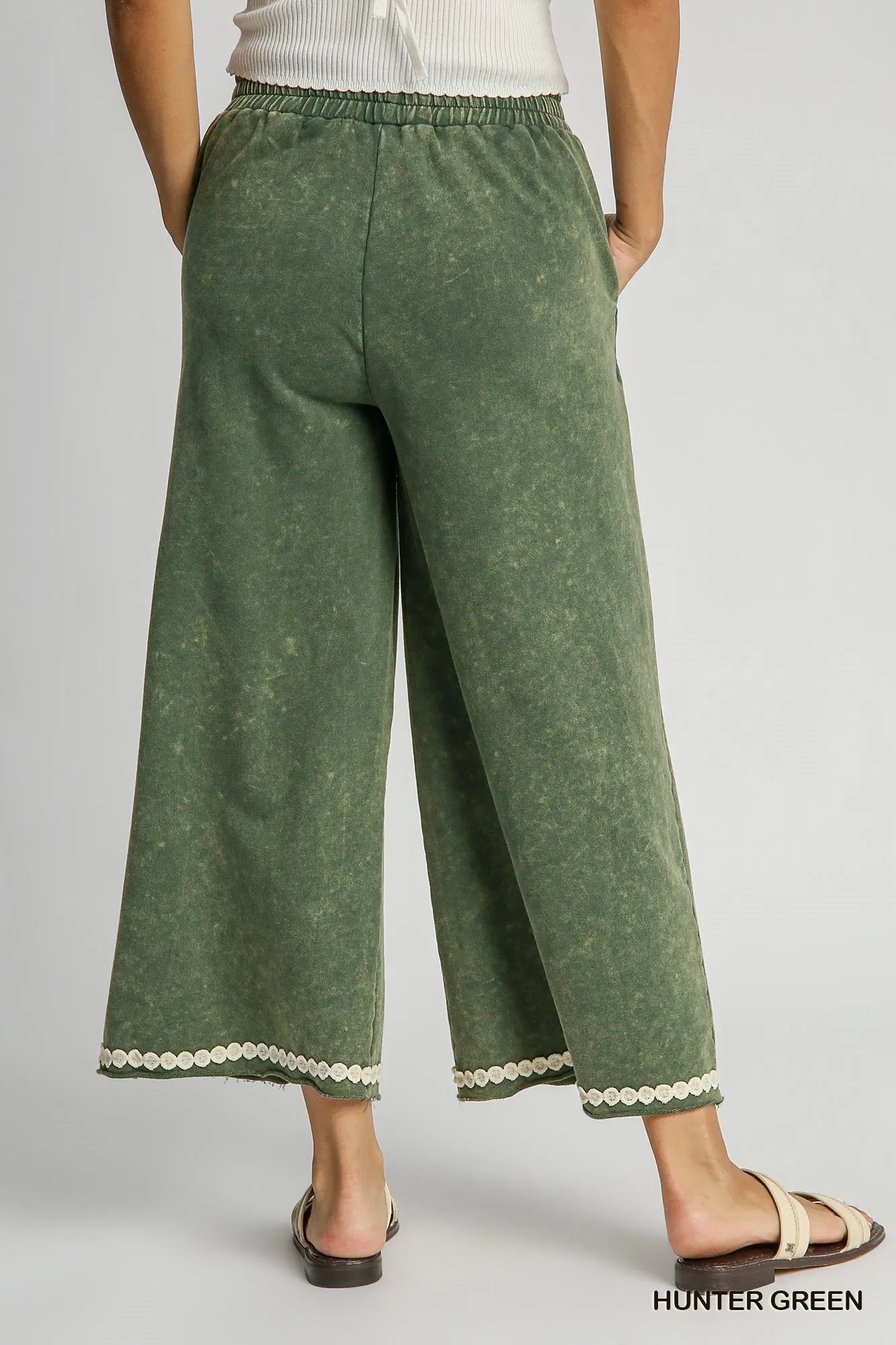 Wide Leg Lace Applique Pants