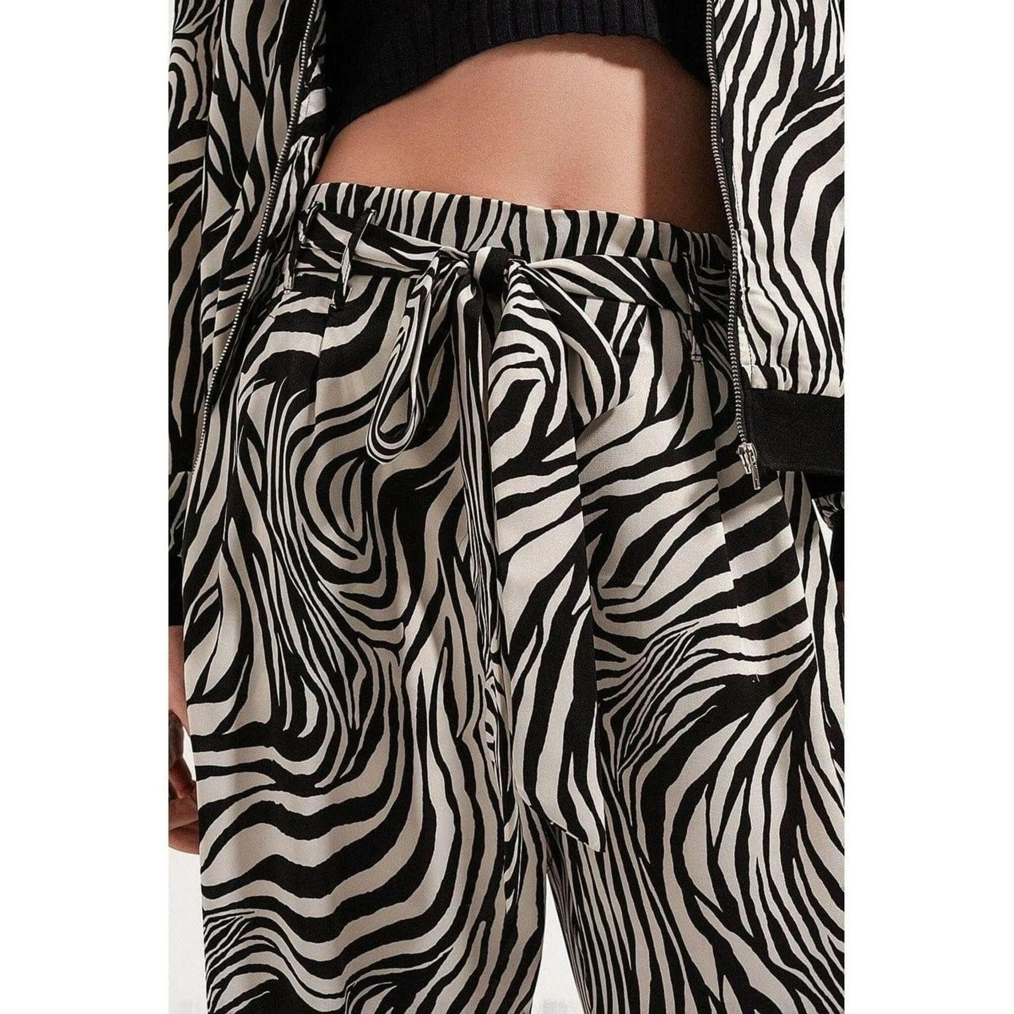 Wide Leg Trousers in Zebra Print