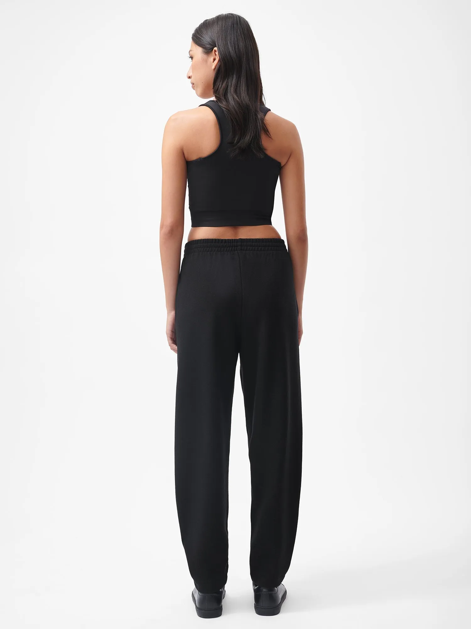 Womens Recycled Wool Jersey Barrel-Leg Track Pants—black