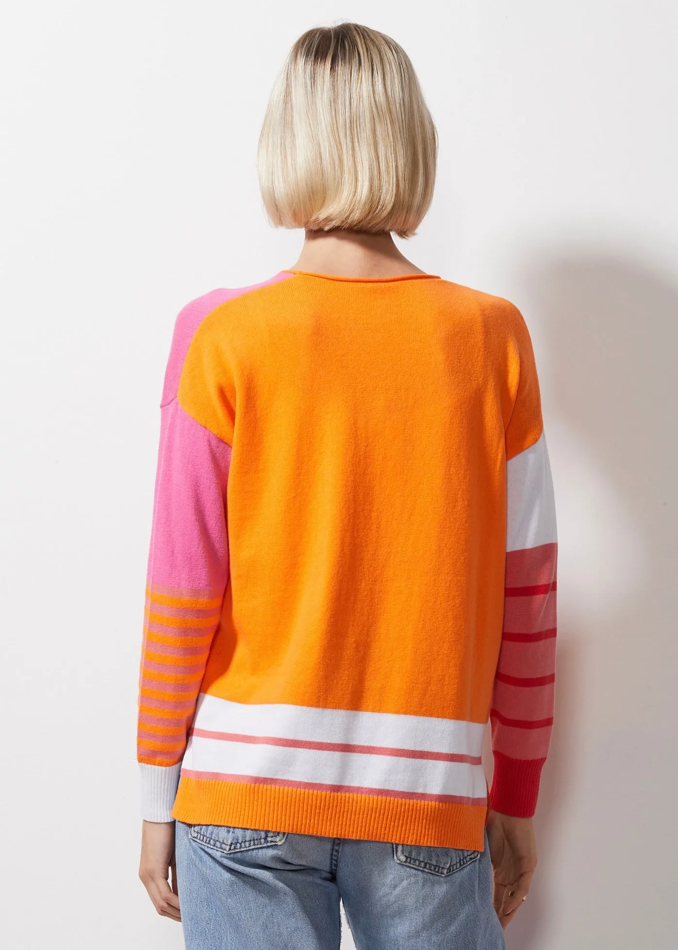 Zacket and Plover Intarsia knit in Sunset